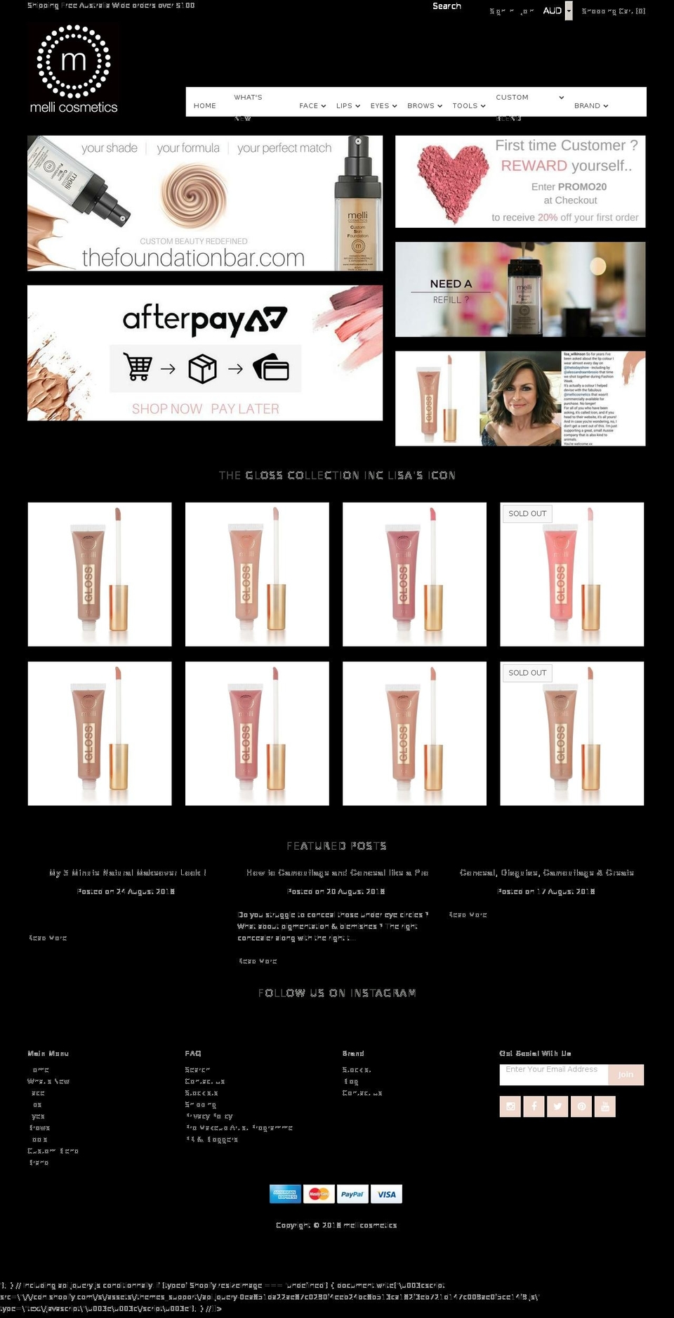 mellicosmetics.com.au shopify website screenshot