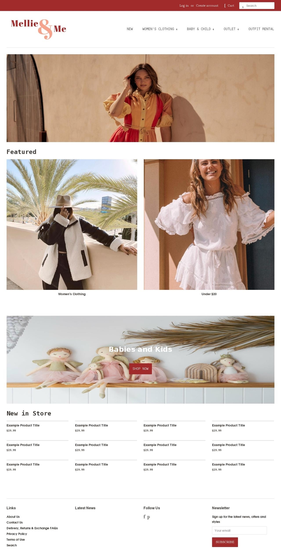 mellieandme.com.au shopify website screenshot