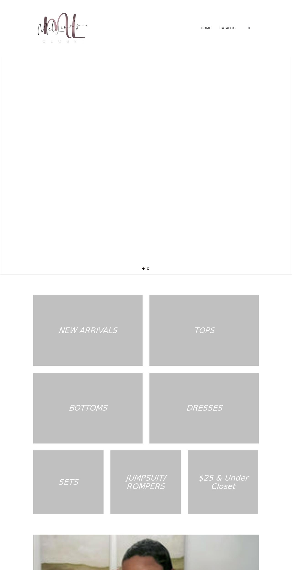 mellinascloset.com shopify website screenshot