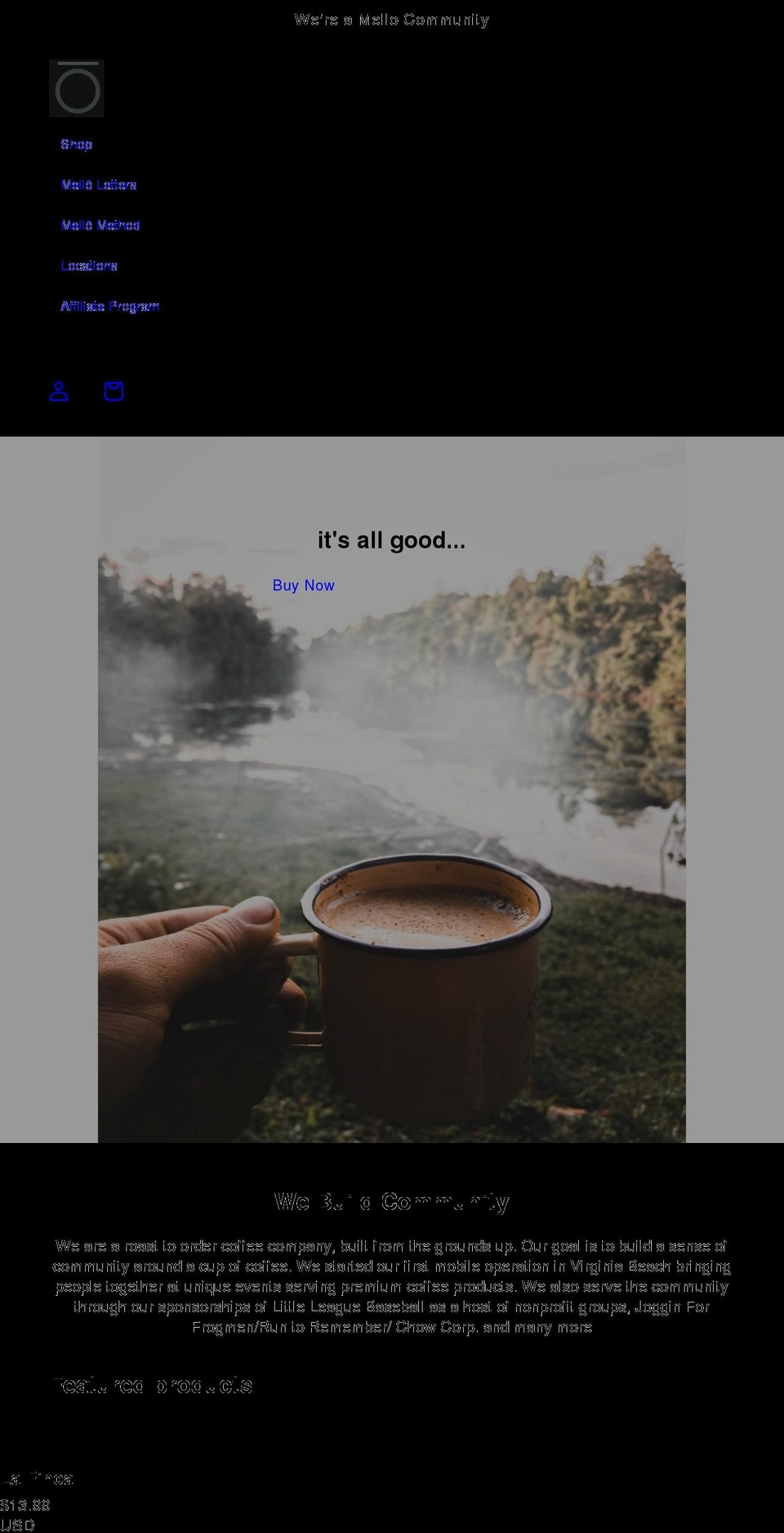 mellobeans.com shopify website screenshot
