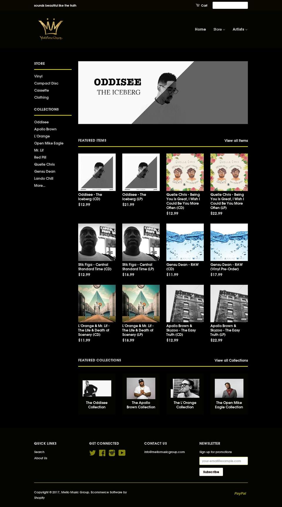 mellomusicgroup.com shopify website screenshot