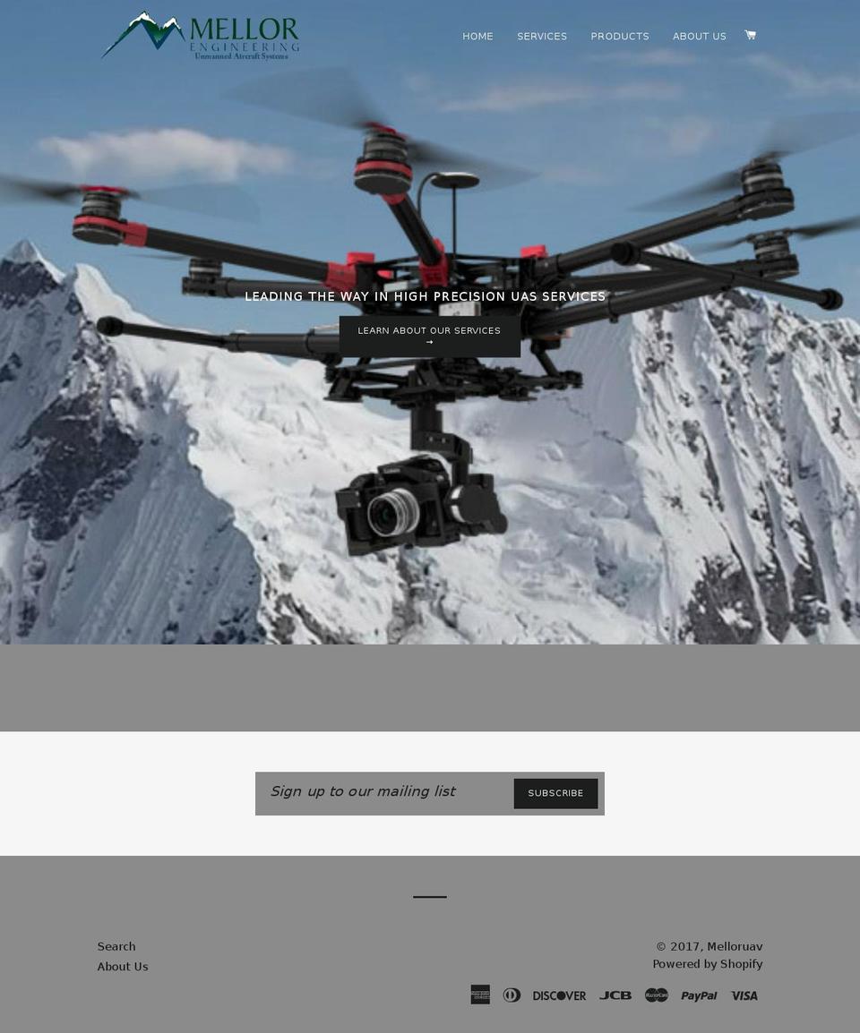 melloruav.com shopify website screenshot