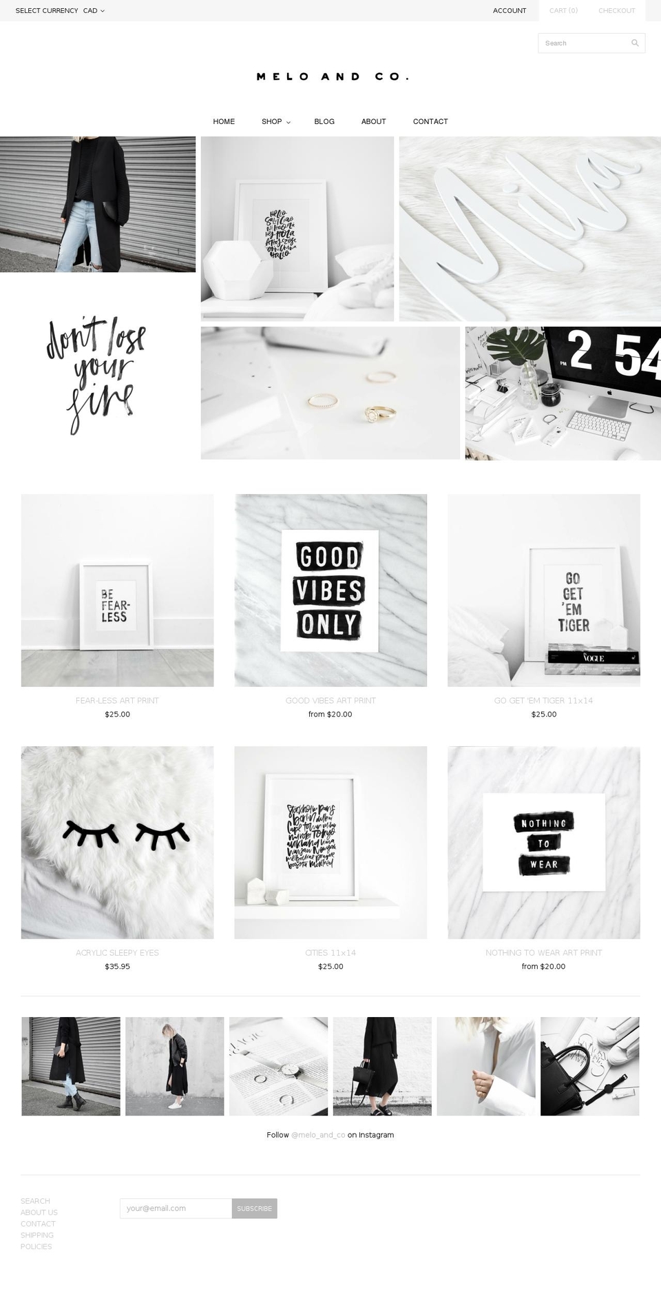 meloandco.com shopify website screenshot