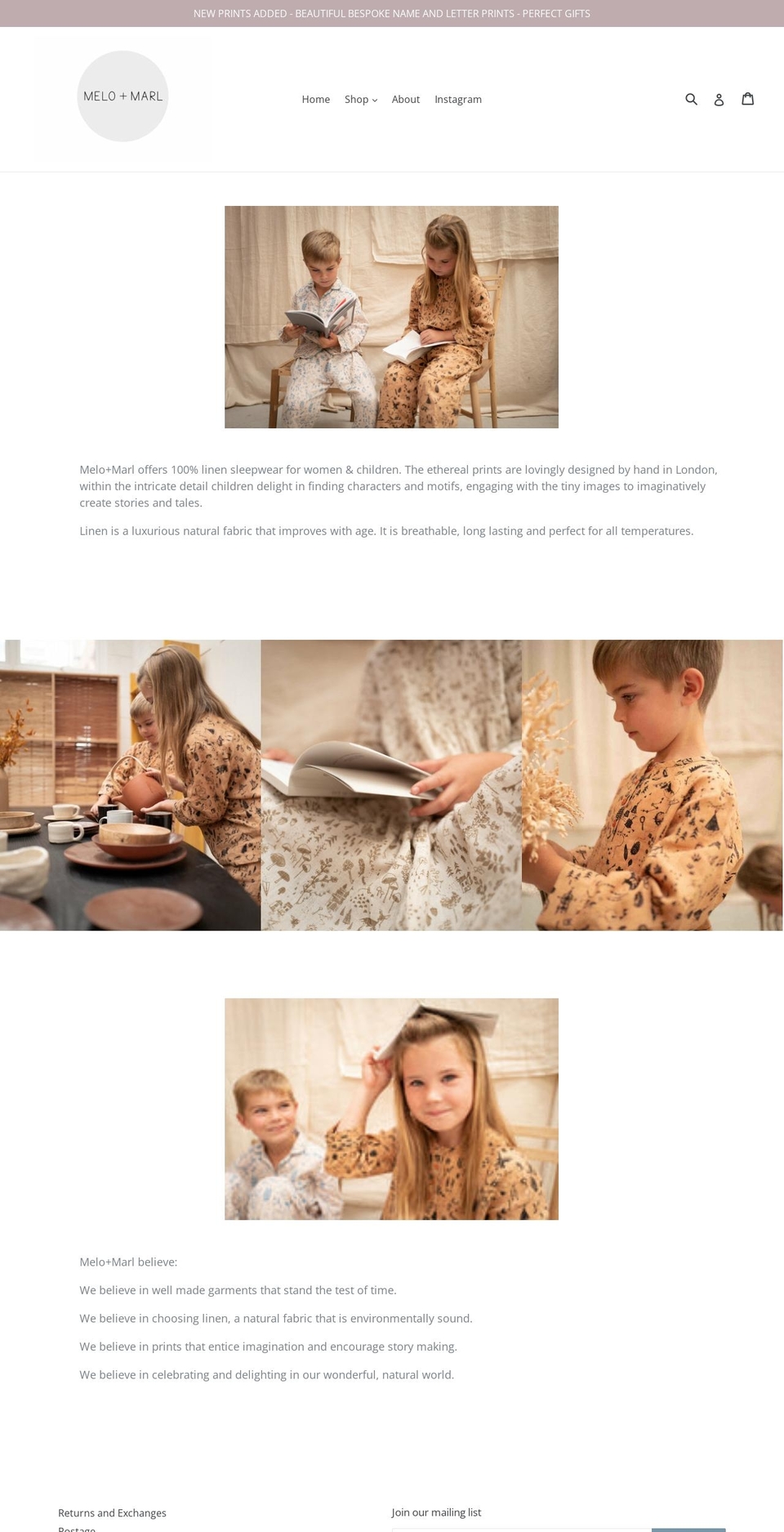 meloandmarl.com — Shopify storefront screenshot