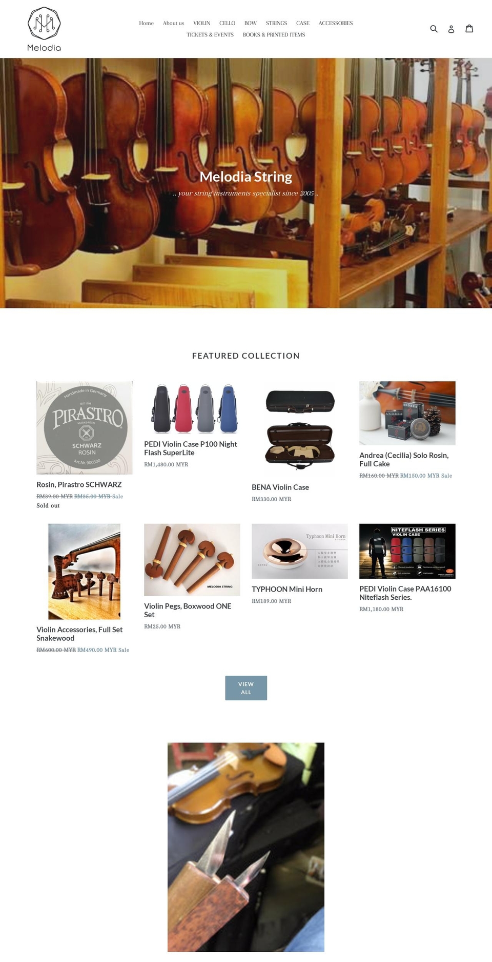 melodiastring.com shopify website screenshot