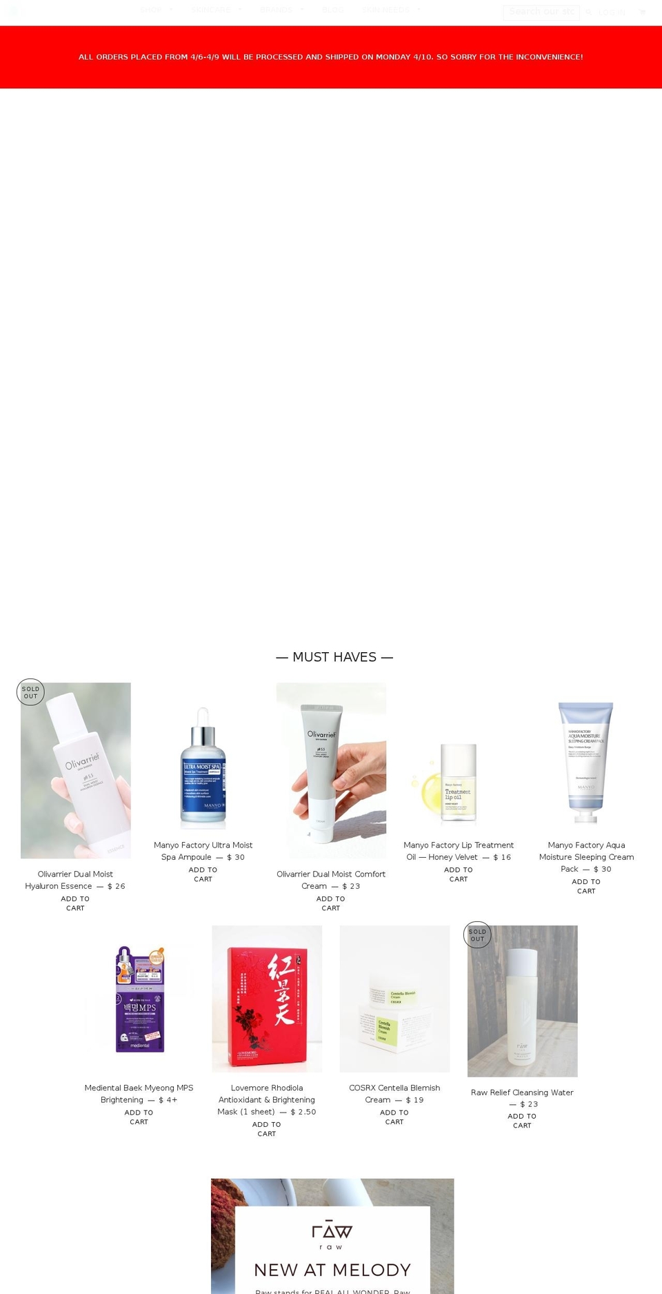 melodycosme.com shopify website screenshot