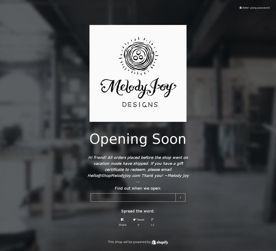 melodyjoy-designs.com shopify website screenshot