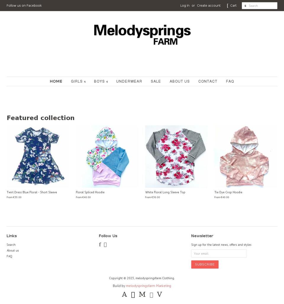 melodyspringsfarm.com shopify website screenshot