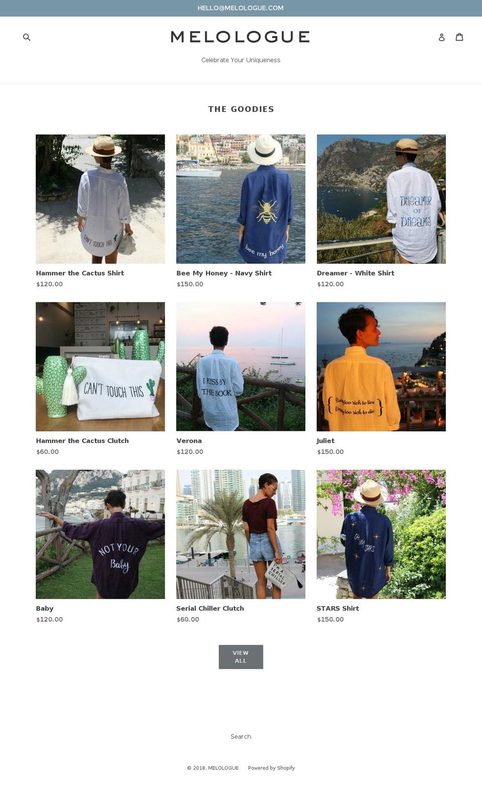 melologue.com — Shopify storefront screenshot