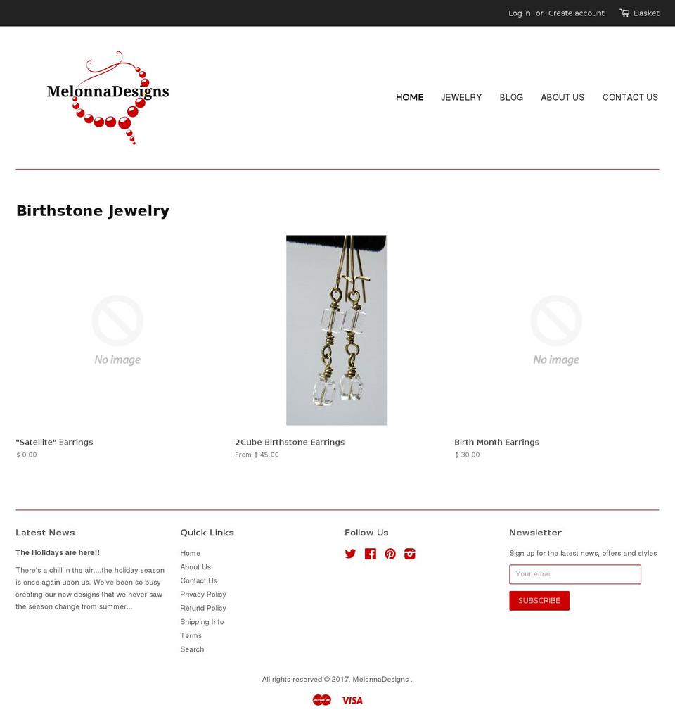 melonnadesigns.com shopify website screenshot