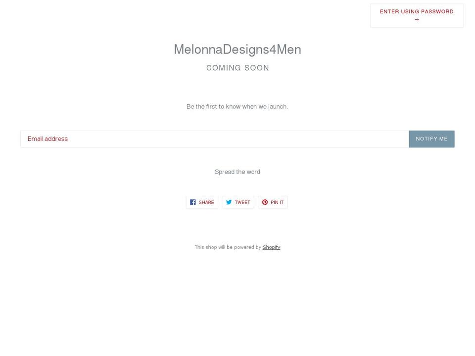 melonnadesigns4men.com — Shopify storefront screenshot