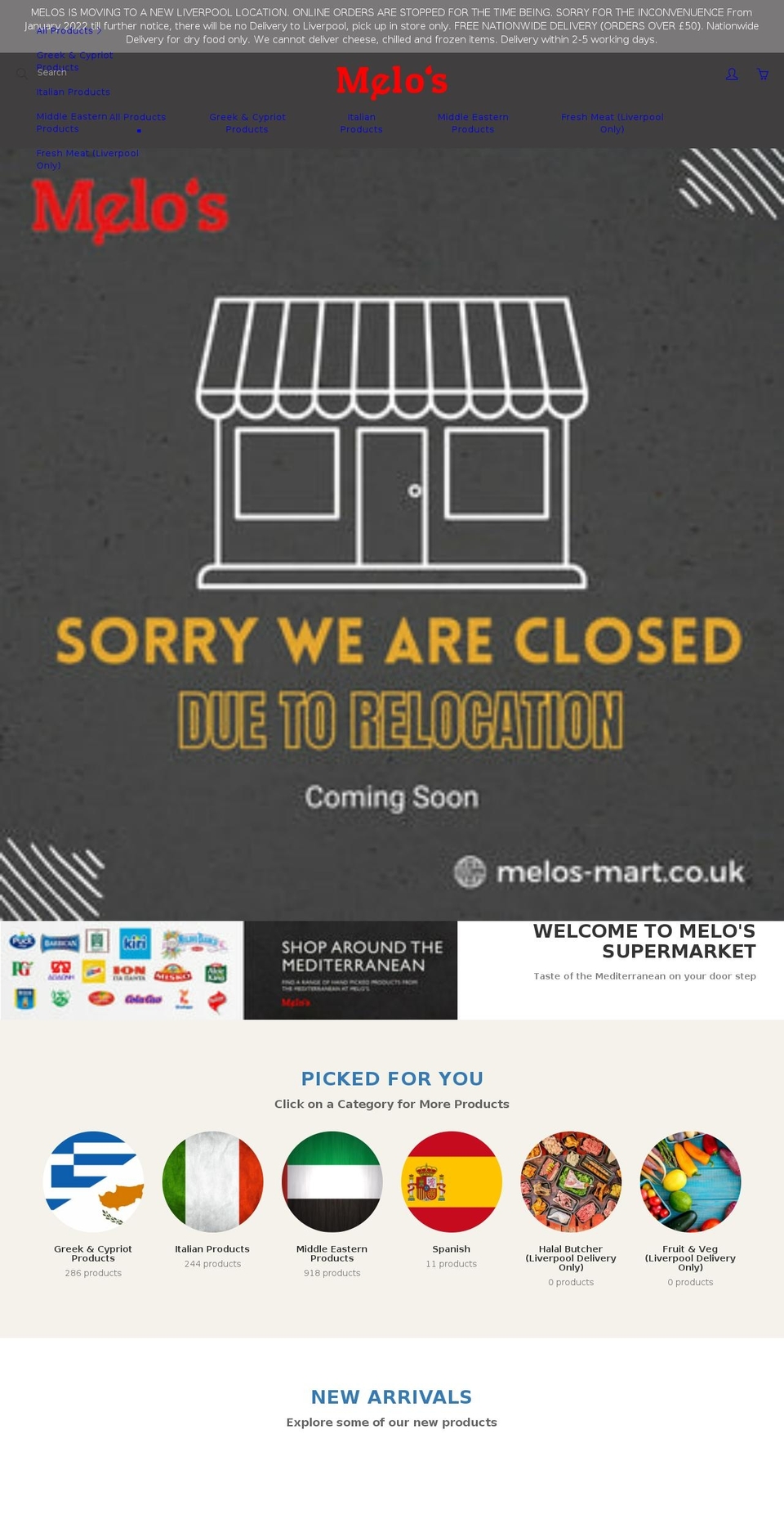 melos-mart.co.uk shopify website screenshot