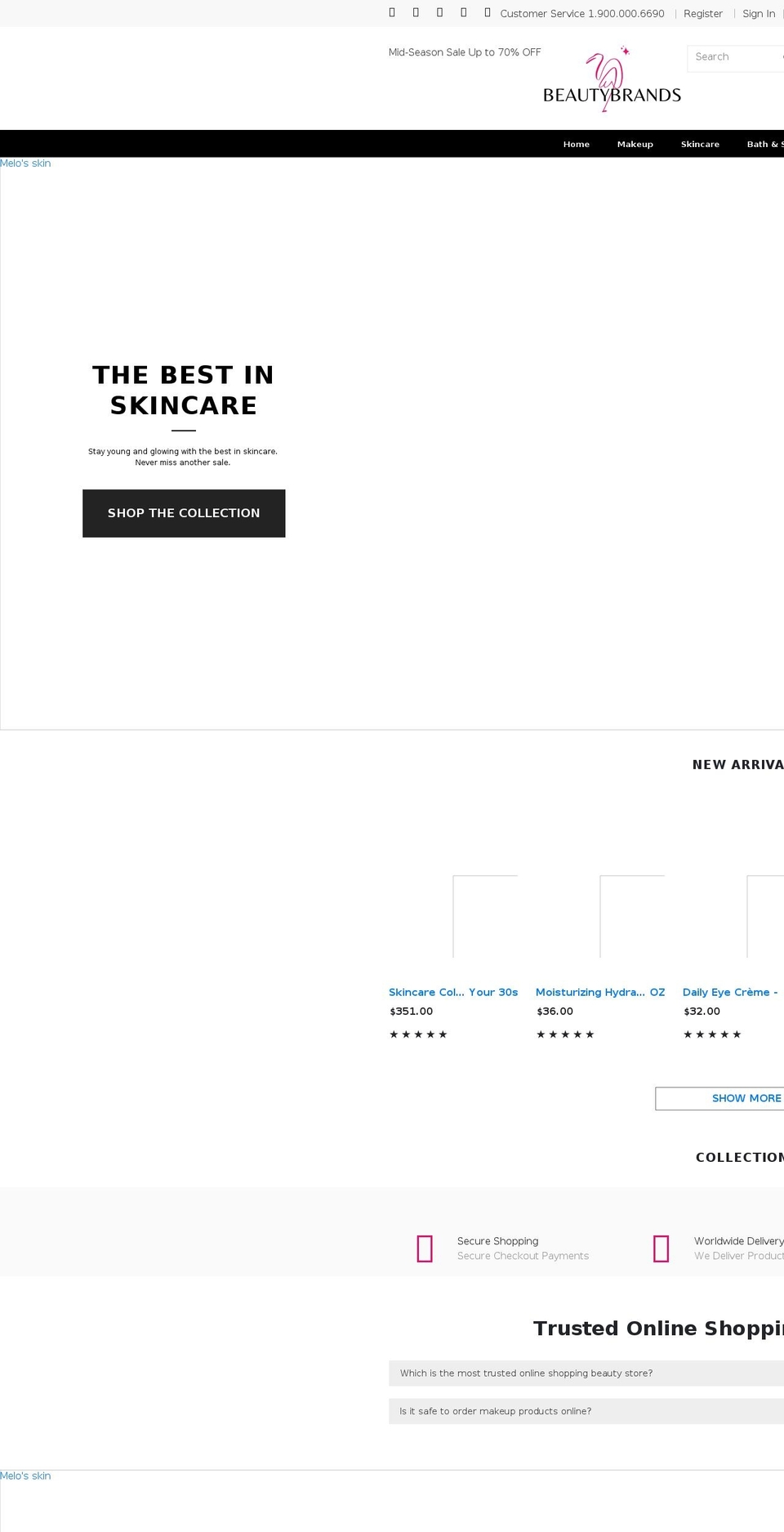 meloskin.com shopify website screenshot