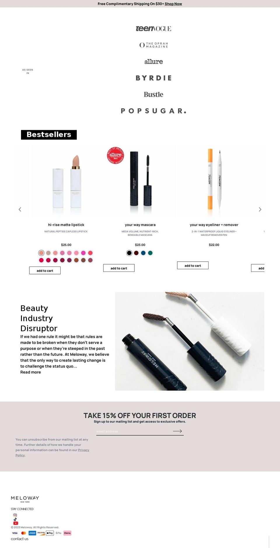 melowaymakeup.com shopify website screenshot