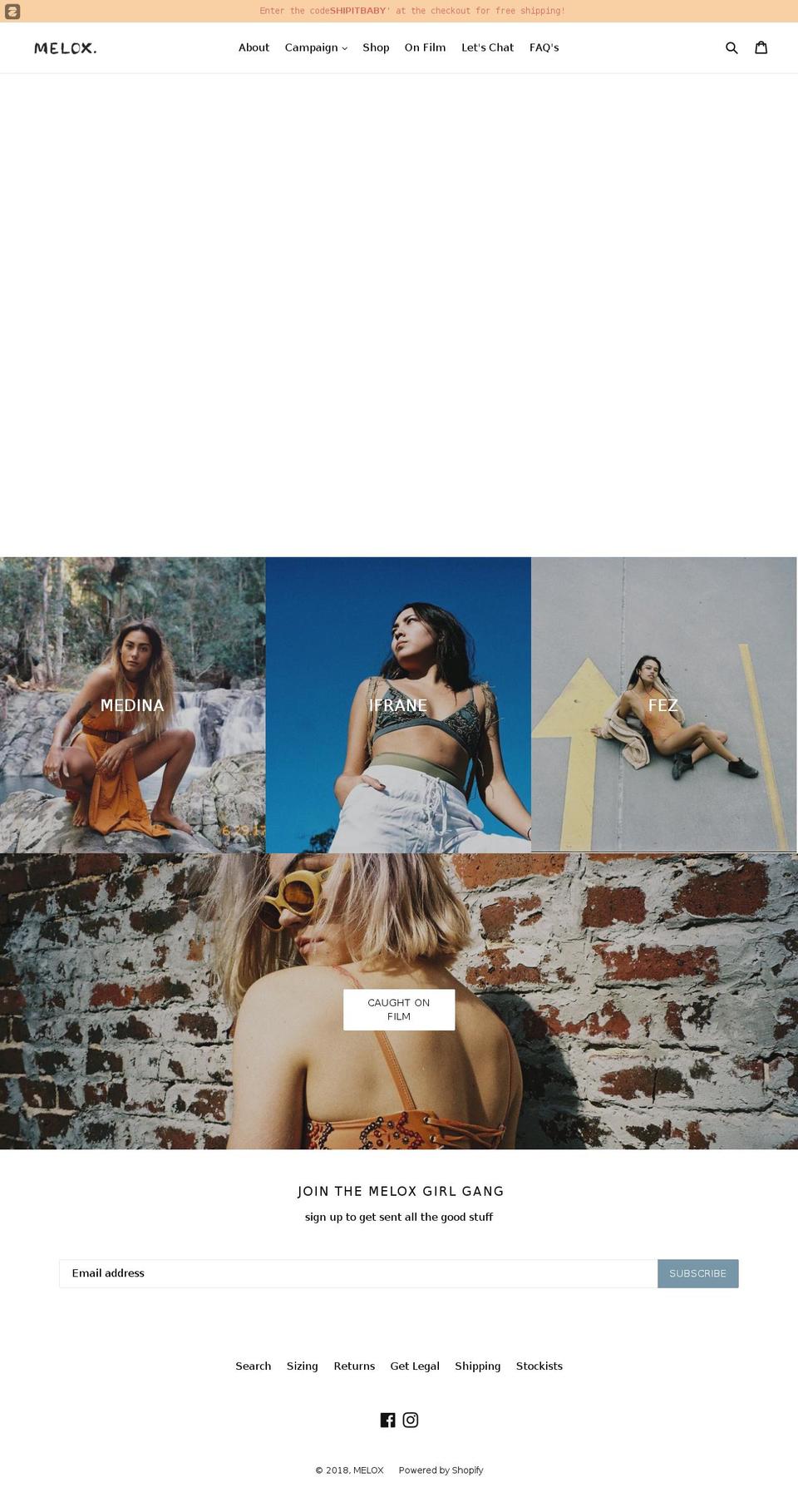 meloxthelabel.com shopify website screenshot