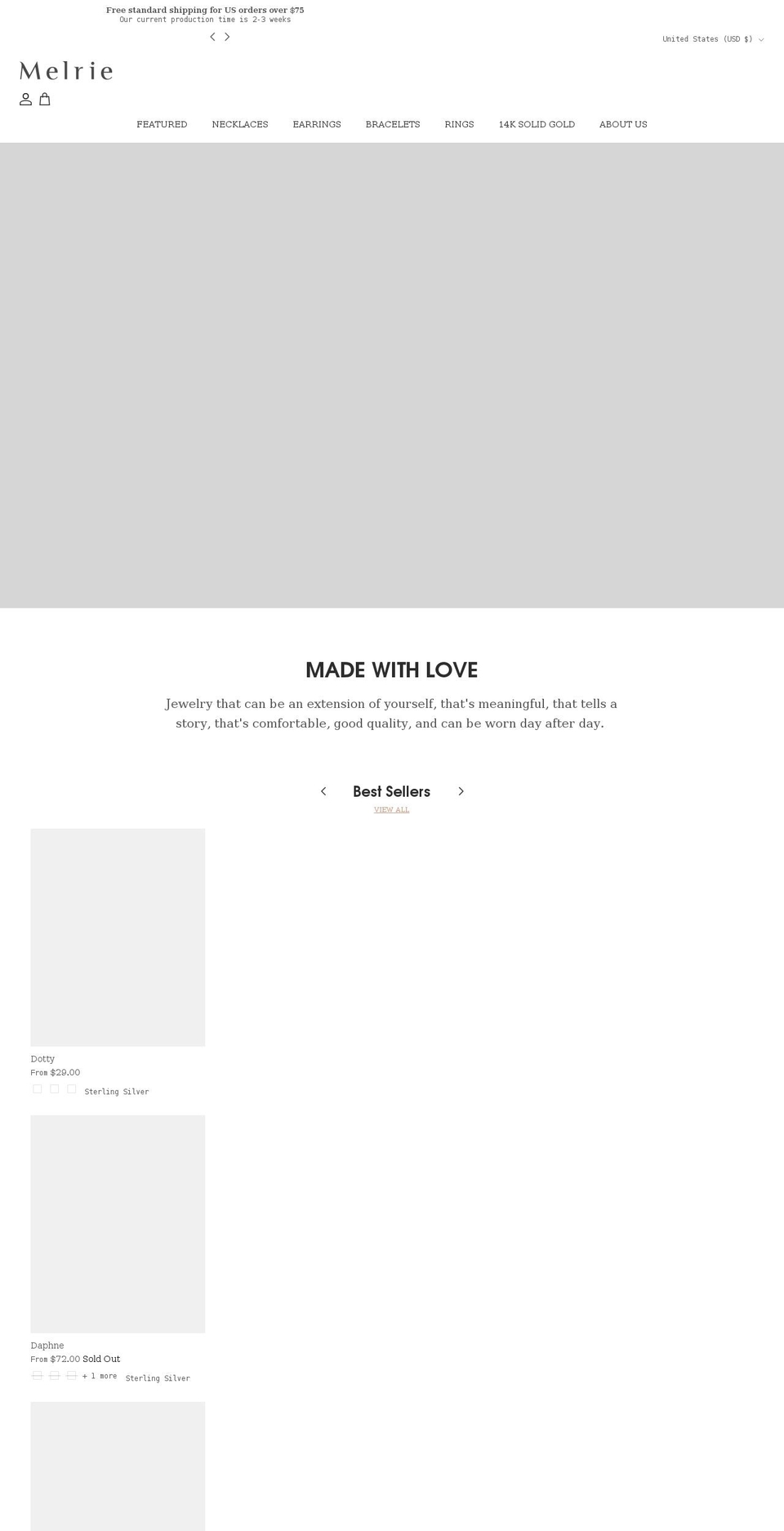 melrie.com shopify website screenshot