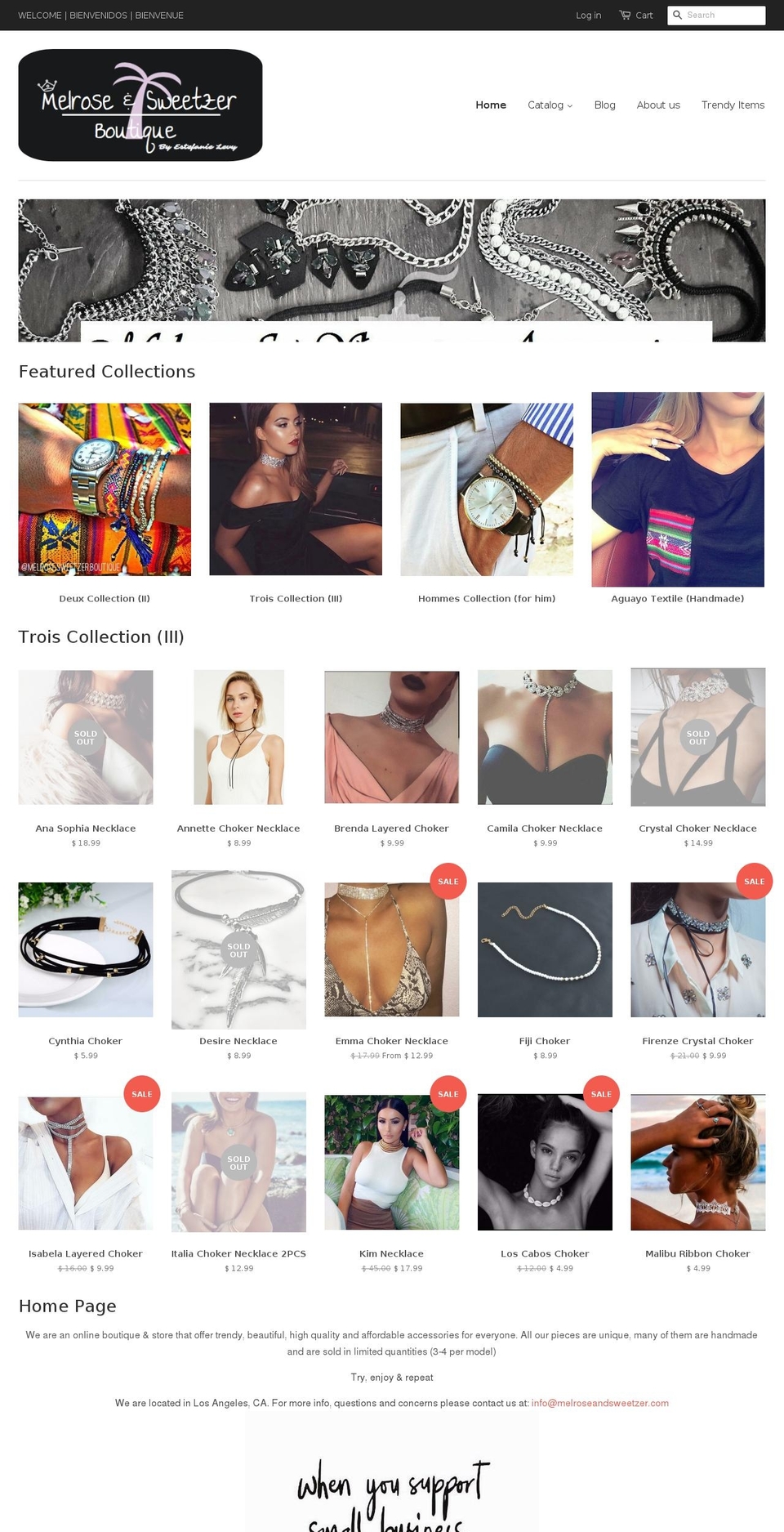melroseandsweetzer.com — Shopify storefront screenshot