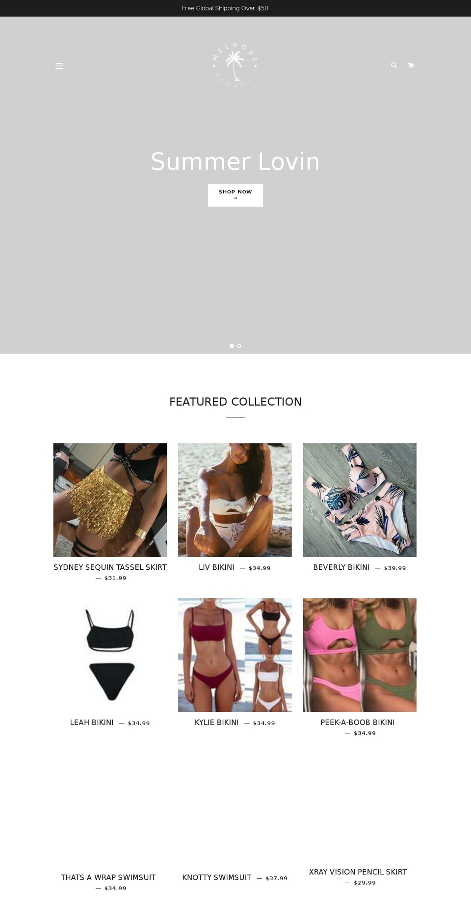 melroseapparel.com shopify website screenshot