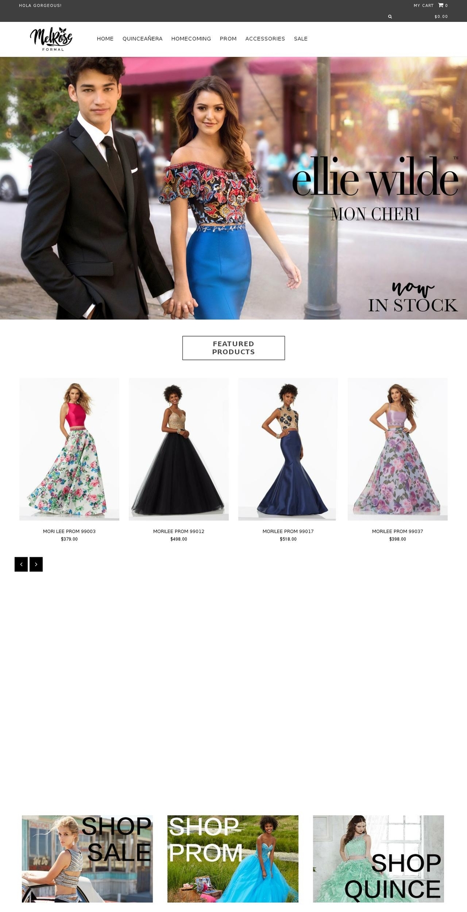 melroseformal.com — Shopify storefront screenshot