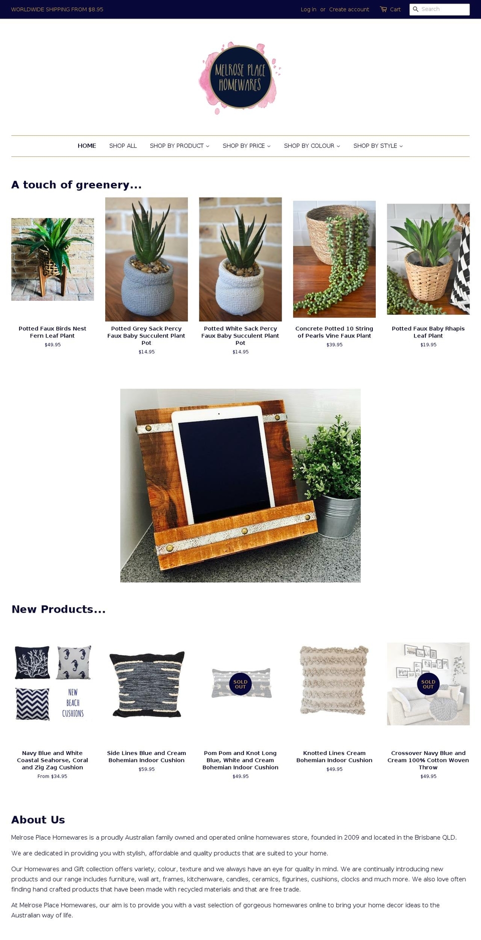 melroseplacehomewares.com — Shopify storefront screenshot