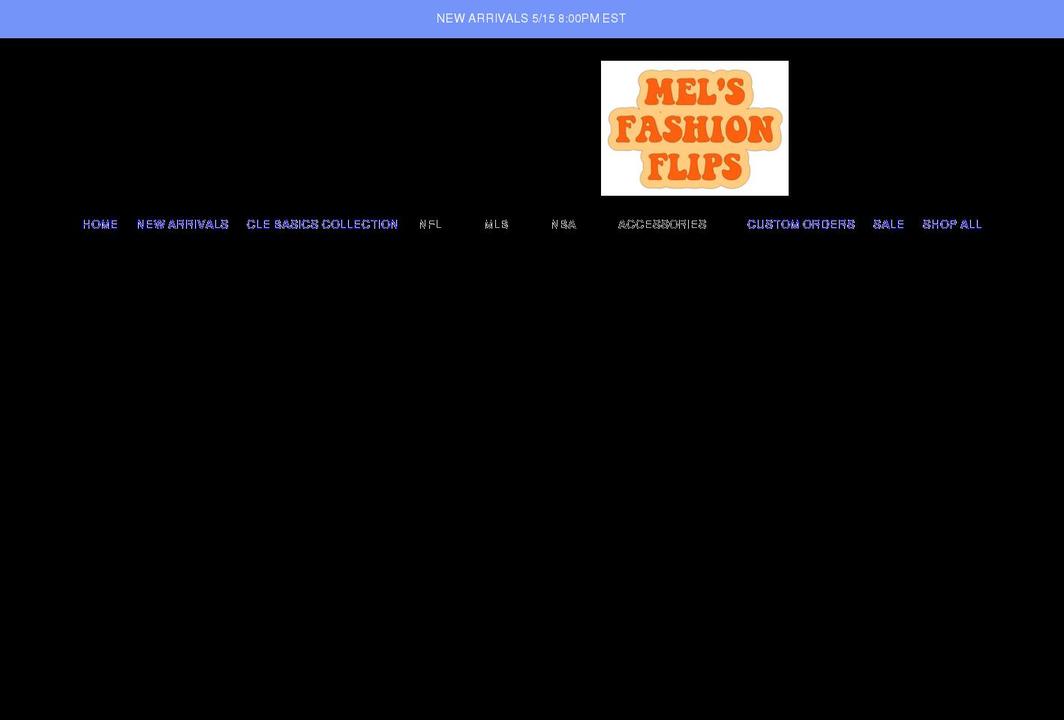 melsfashionflips.com shopify website screenshot