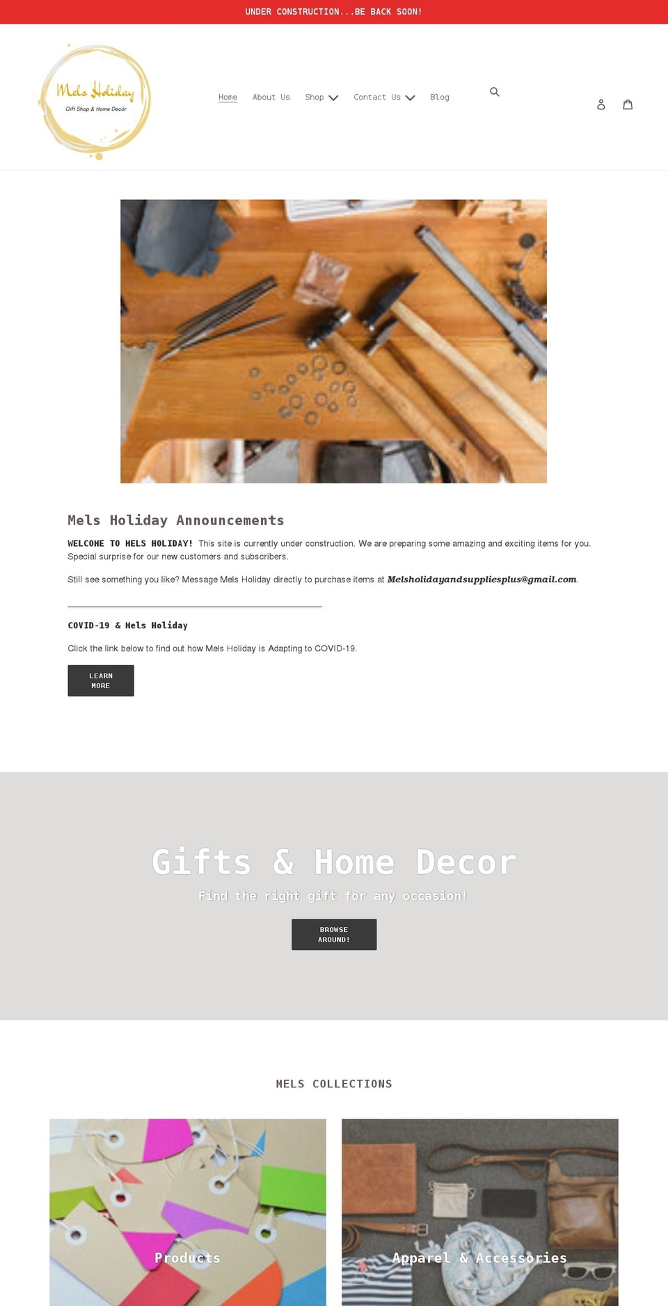 melsholiday.com shopify website screenshot