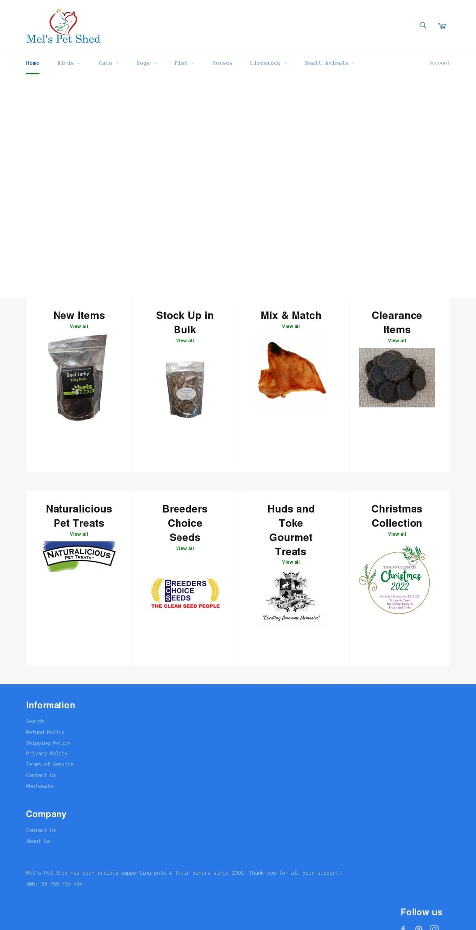 melspetshed.com.au shopify website screenshot