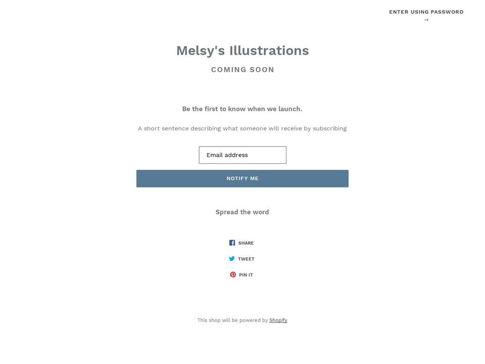 melsysillustrations.com shopify website screenshot
