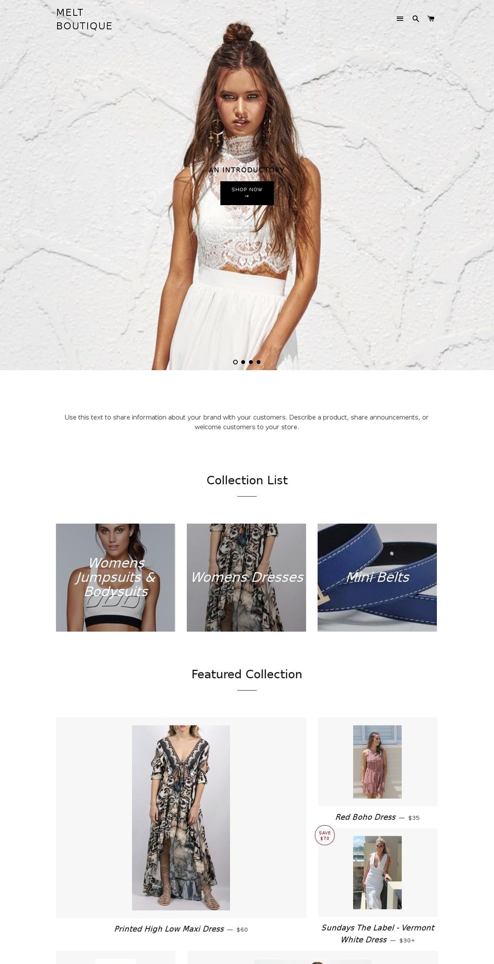 meltboutique.com shopify website screenshot