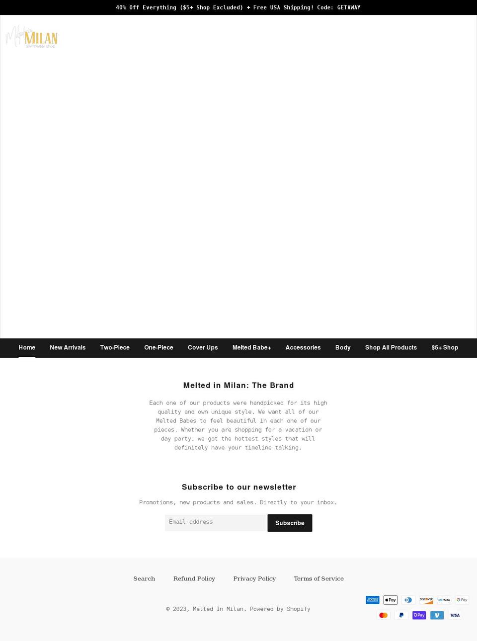 meltedinmilan.com shopify website screenshot