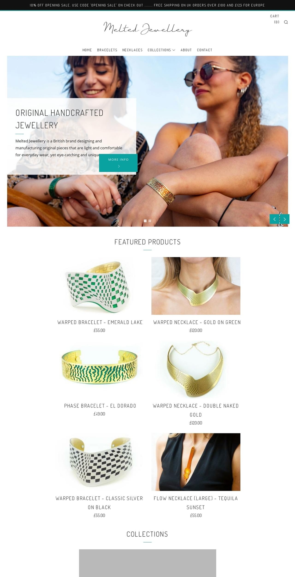 meltedjewellery.com — Shopify storefront screenshot