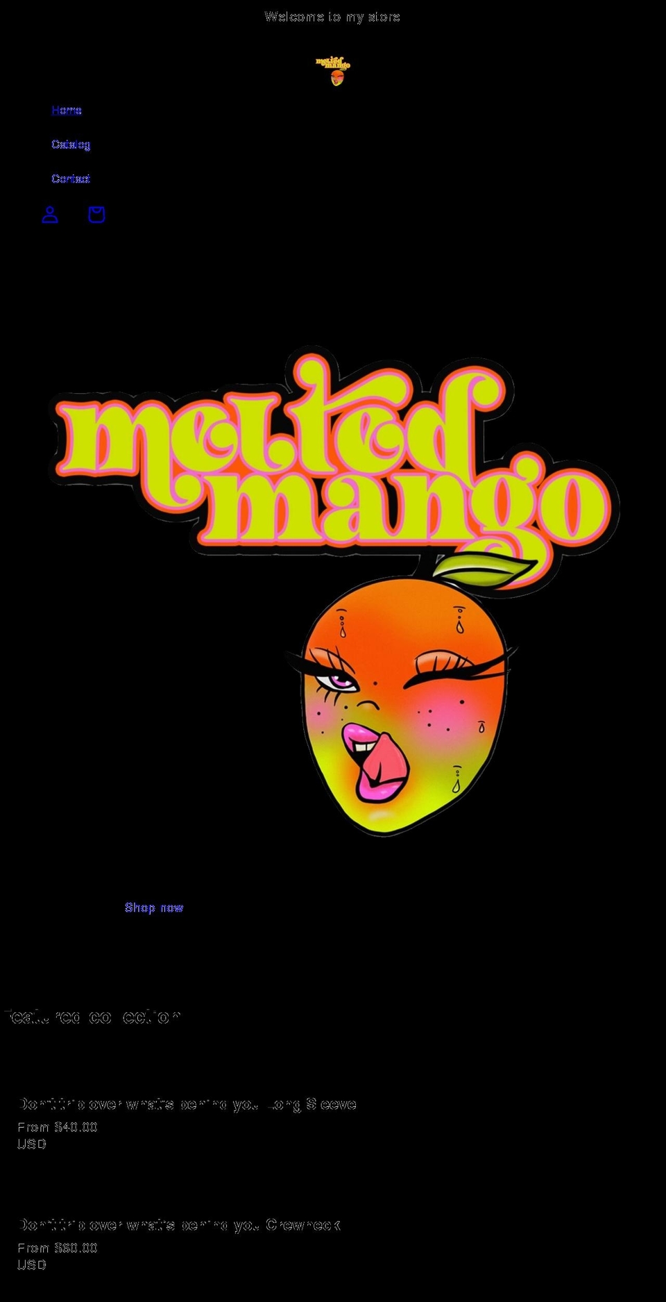 meltedmango.com shopify website screenshot