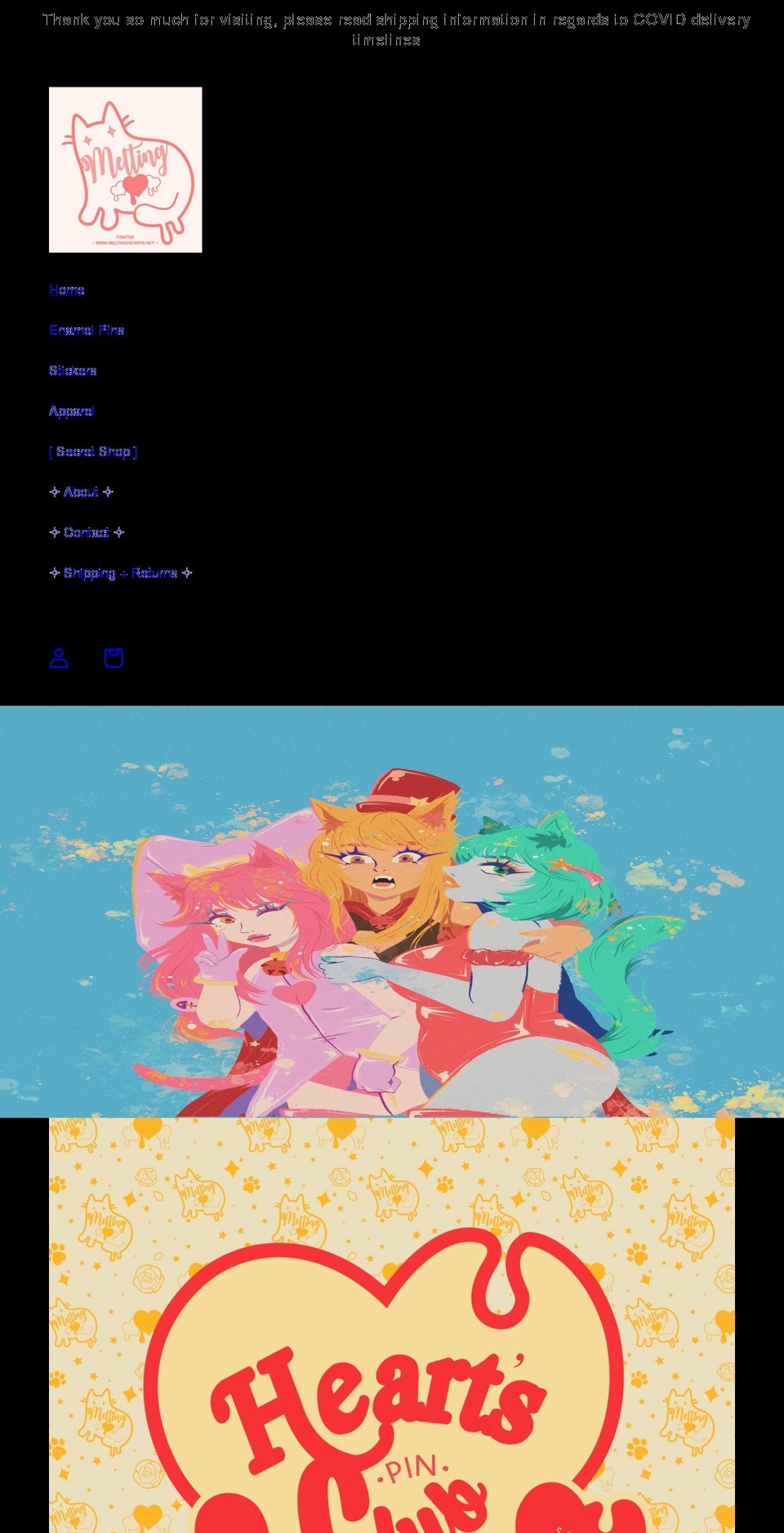 meltinghearts.net shopify website screenshot