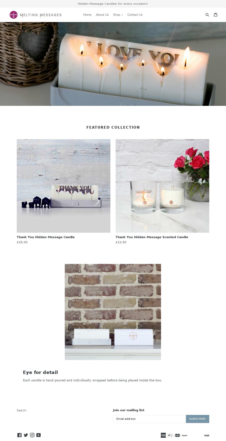 meltingmessage.com — Shopify storefront screenshot