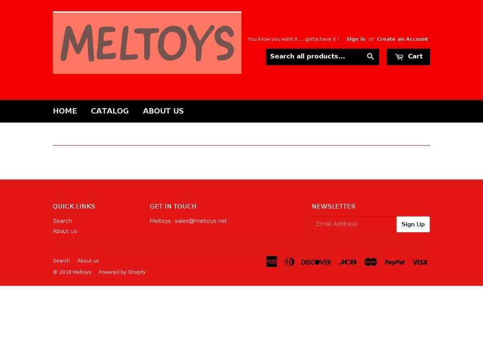 meltoys.net shopify website screenshot