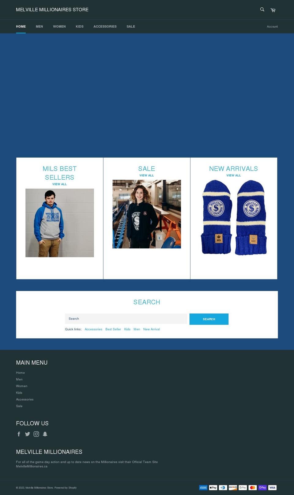 melville-millionaires-store.myshopify.com shopify website screenshot