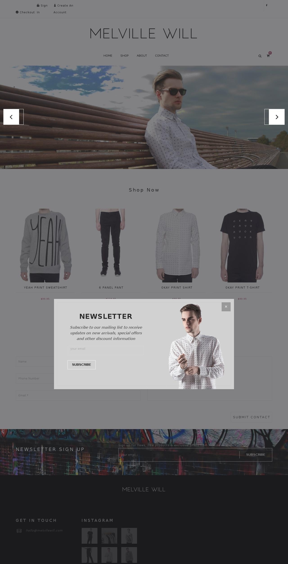 melvillewill.com shopify website screenshot