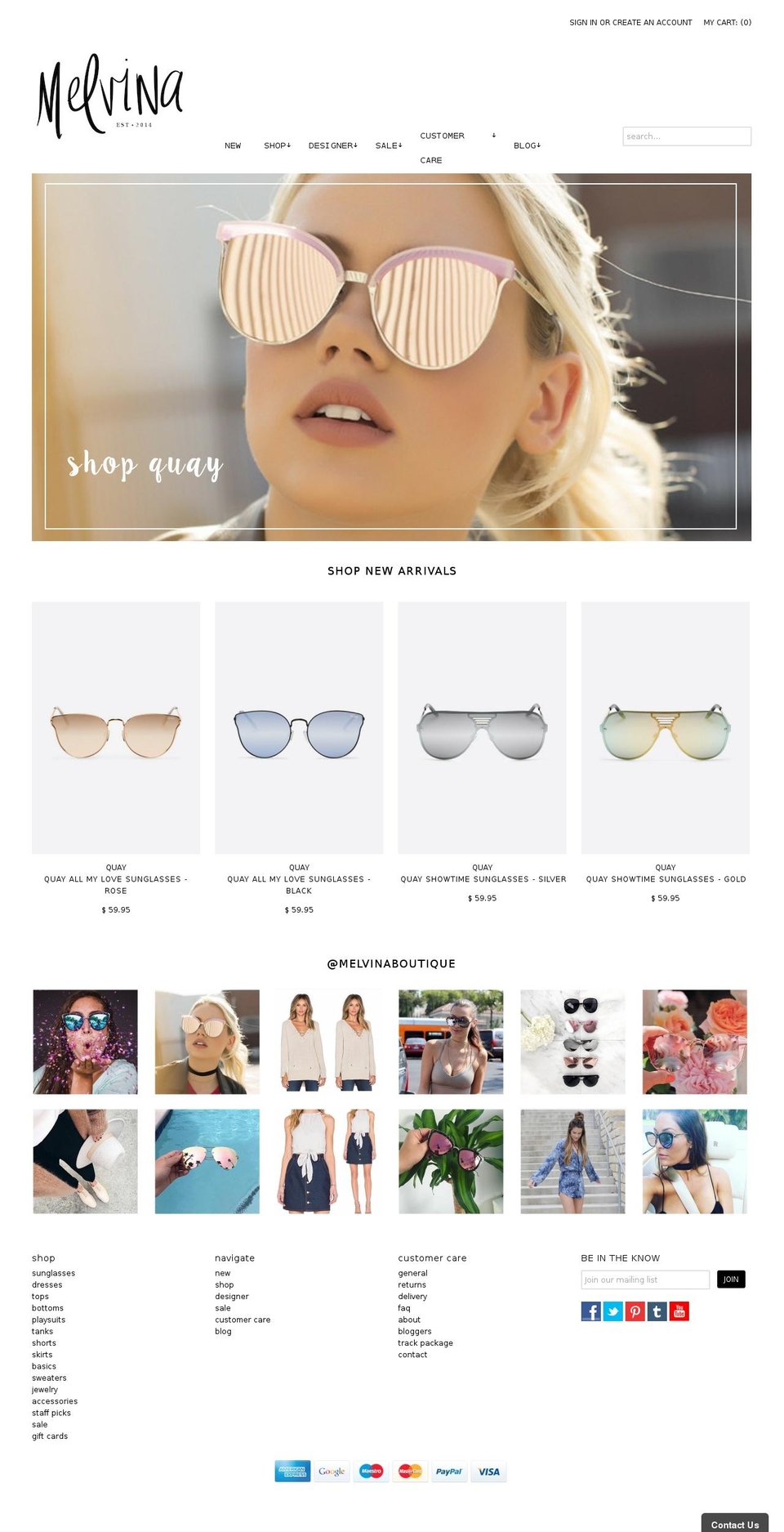 melvinaboutique.com shopify website screenshot