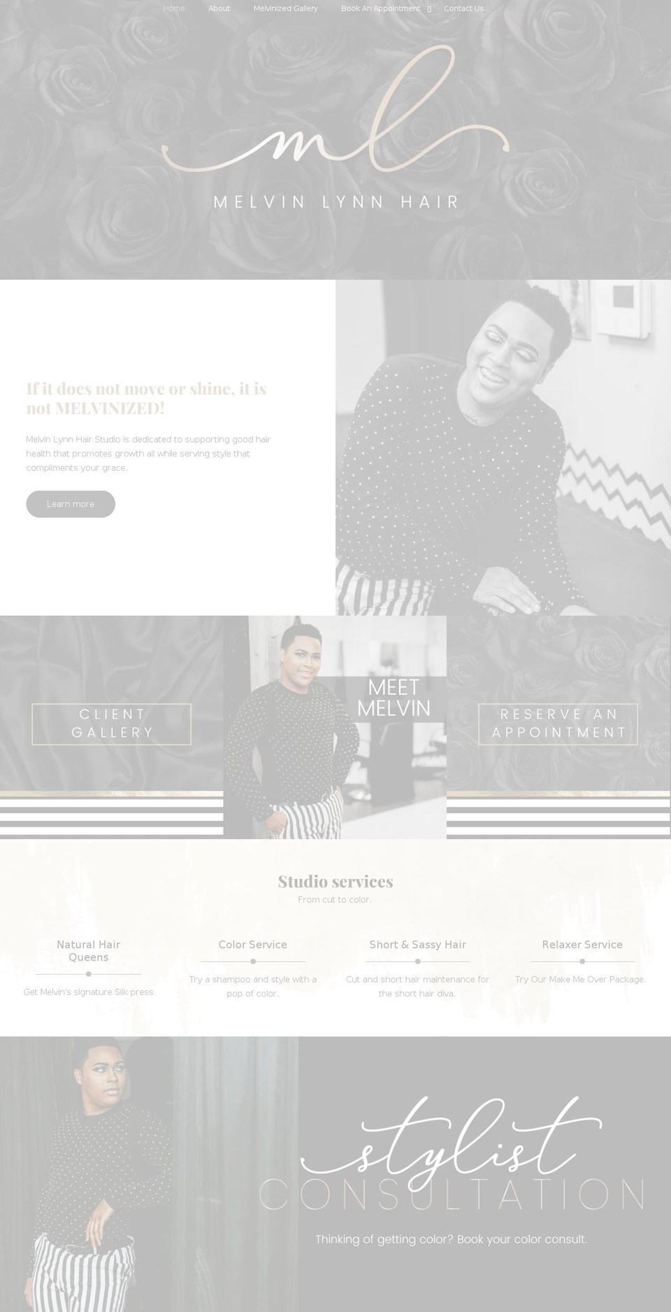 melvinlynnhair.com shopify website screenshot