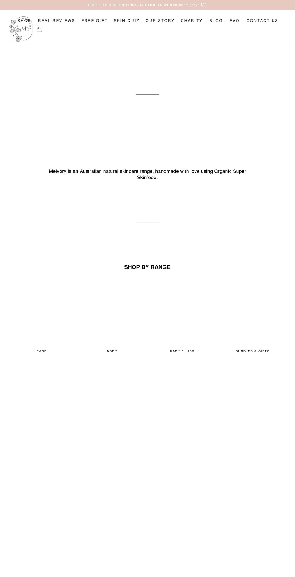 melvory.com shopify website screenshot