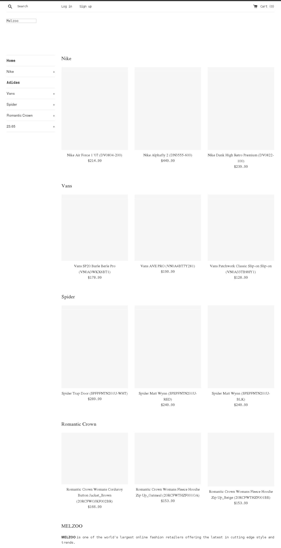 melzooshop.com shopify website screenshot