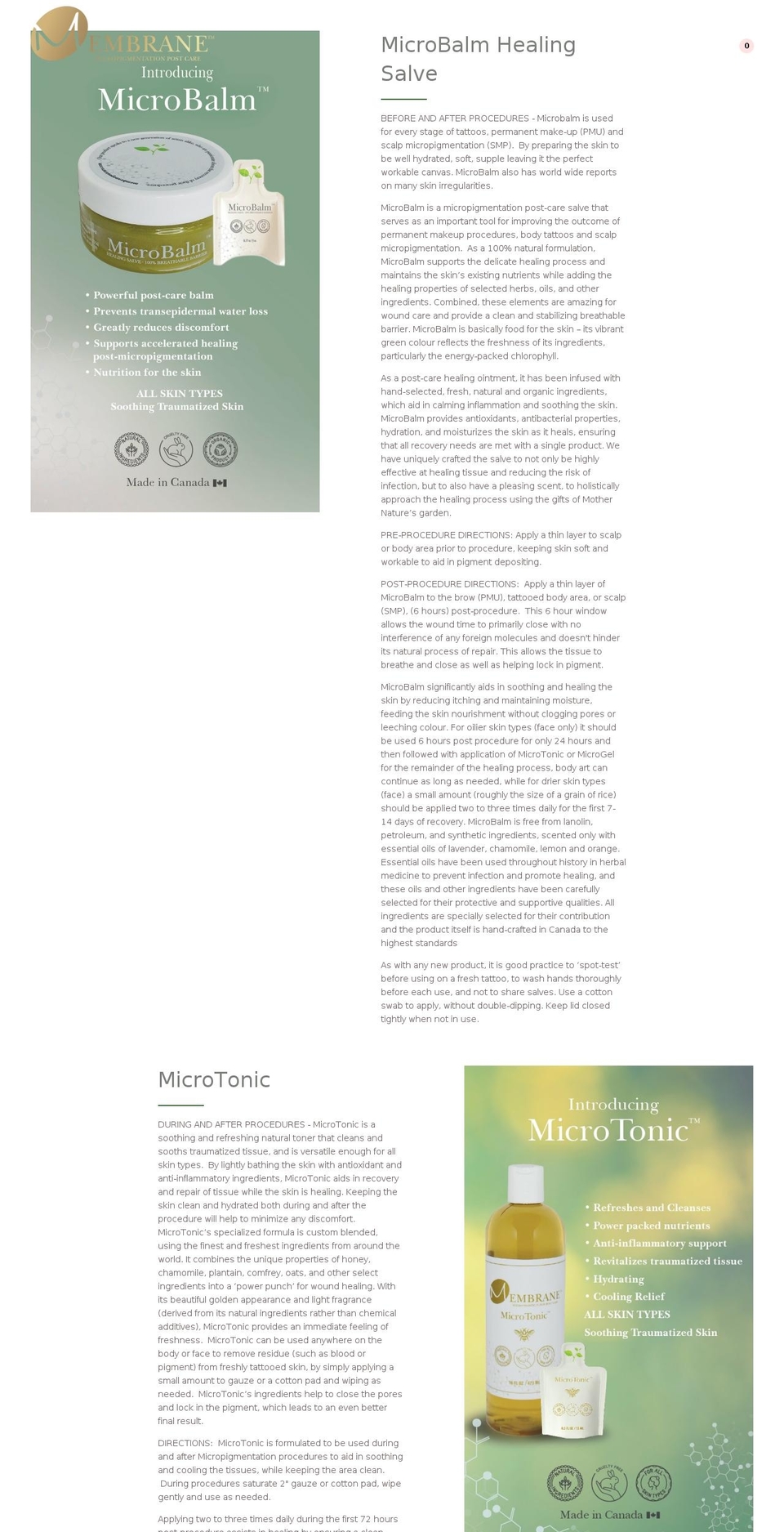 membranepostcare.com — Shopify storefront screenshot