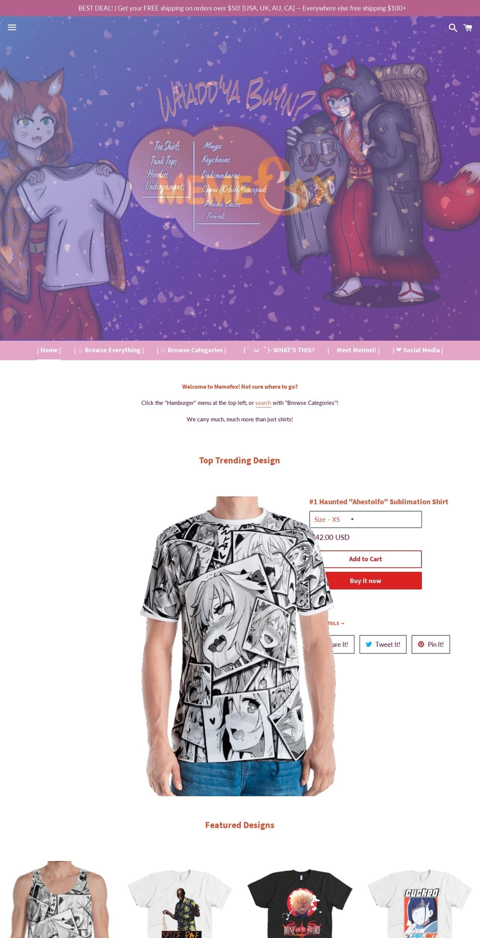 memefox.com — Shopify storefront screenshot