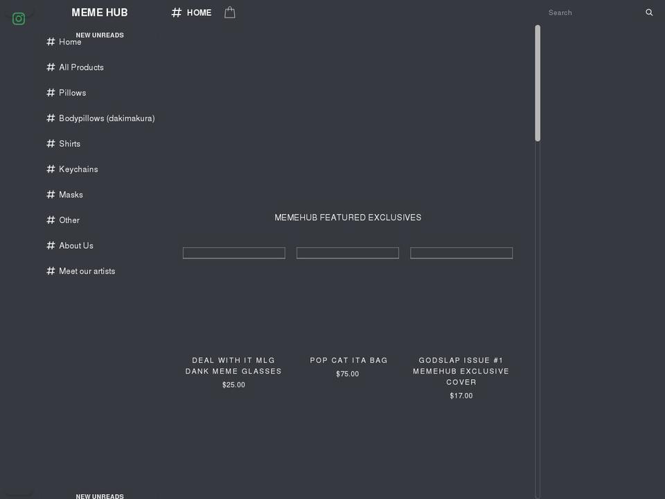 memehub.store shopify website screenshot