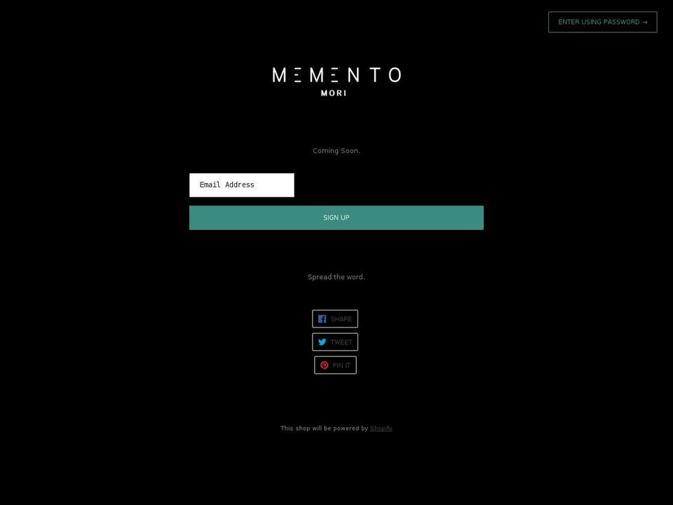 mementomorinewyork.com shopify website screenshot