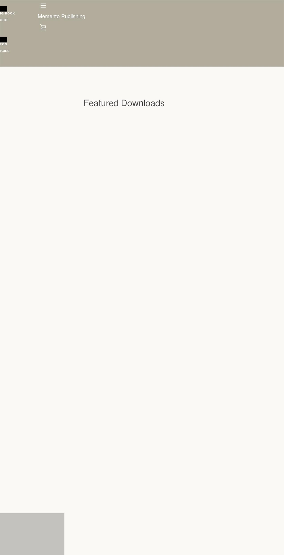 mementopublishing.com shopify website screenshot