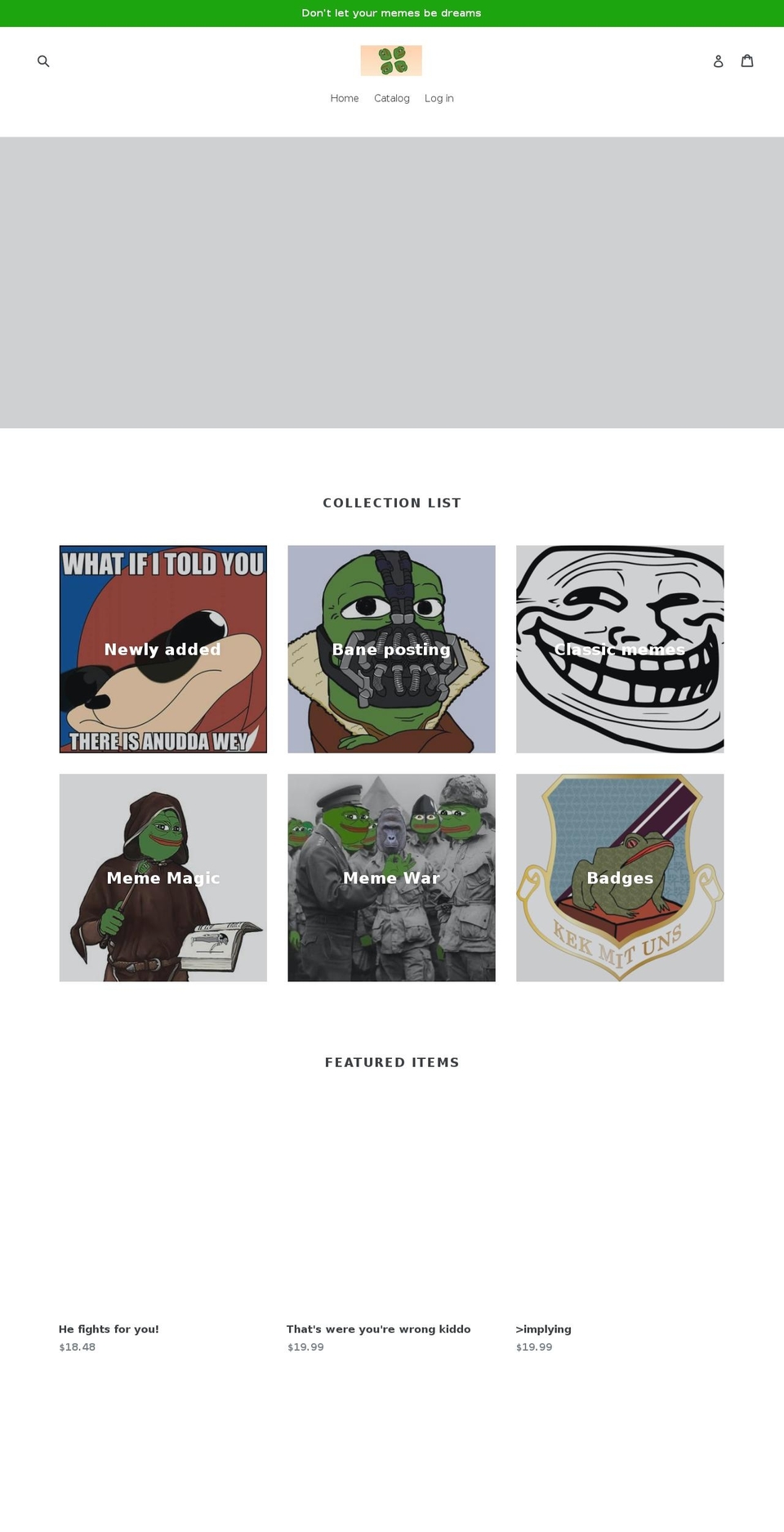 memesleeves.com — Shopify storefront screenshot