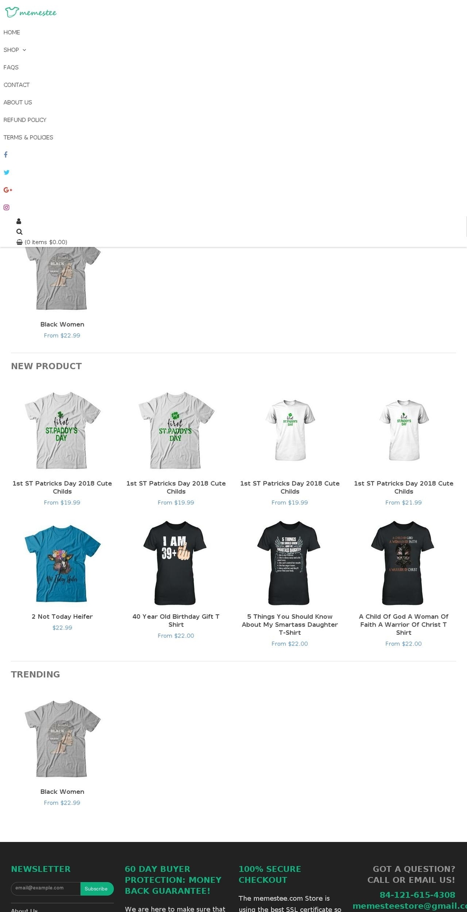 memestee.com shopify website screenshot