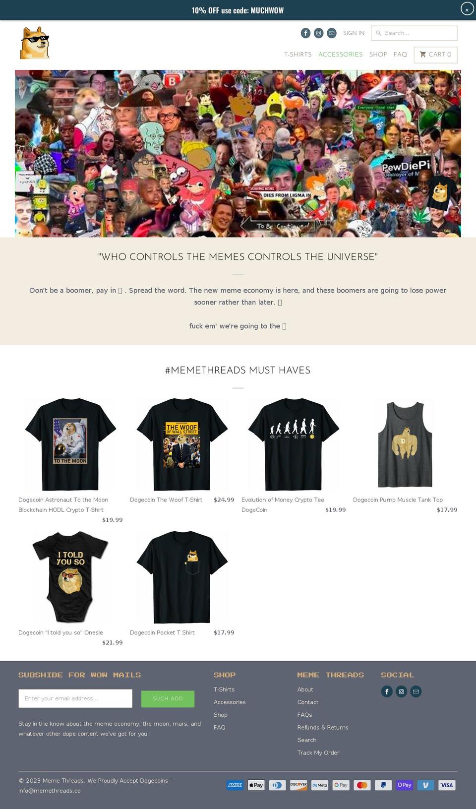 memethreads.co shopify website screenshot