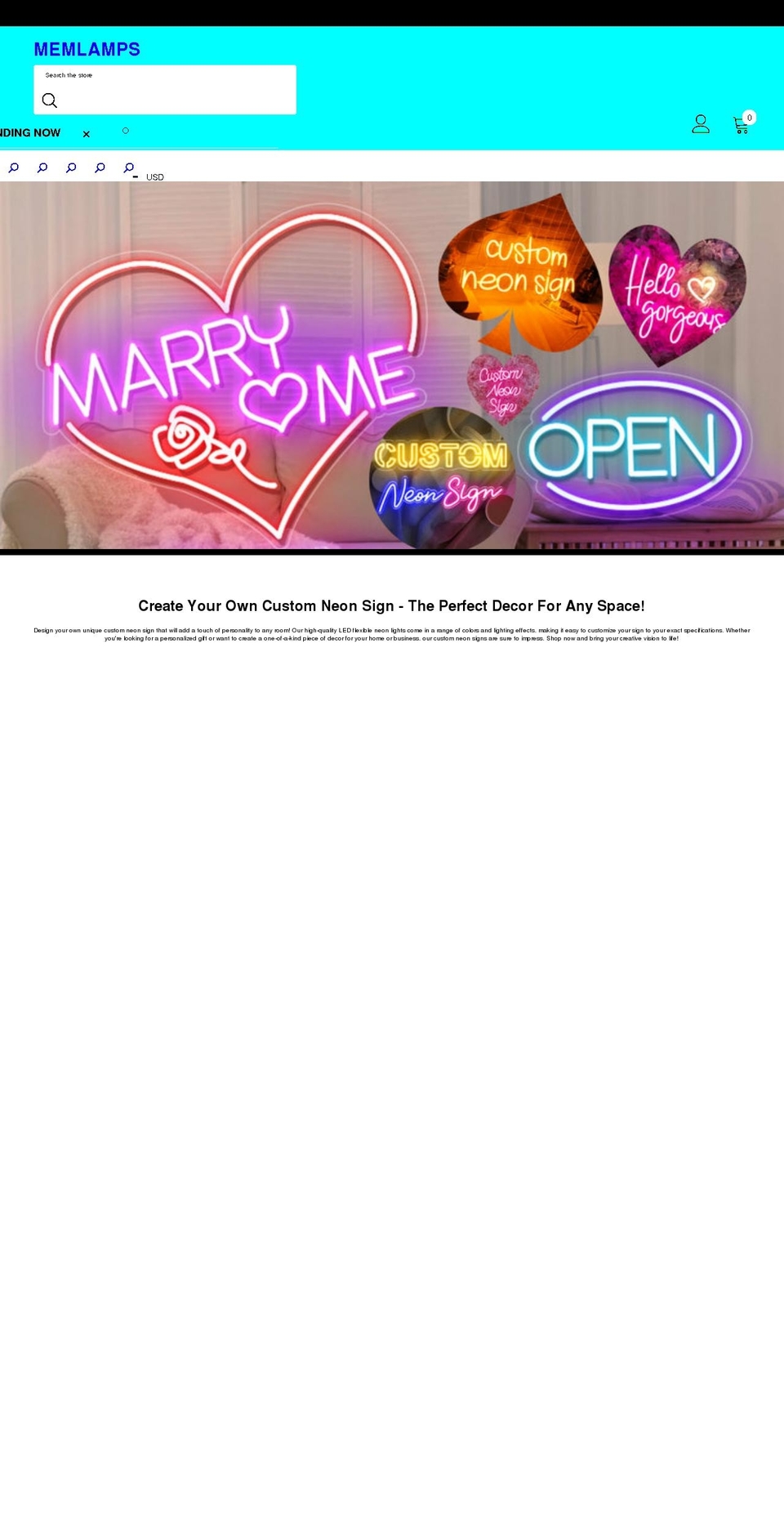 memlamps.com shopify website screenshot